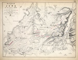 Karta över slaget vid Jena, utgiven av William Blackwood and Sons, Edinburgh och London, 1848 (handkolorerat gravyr)